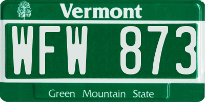 VT license plate WFW873