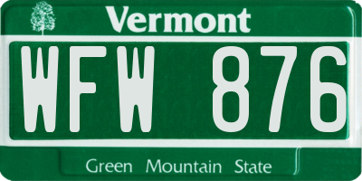 VT license plate WFW876