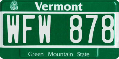 VT license plate WFW878