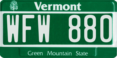 VT license plate WFW880