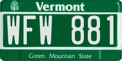 VT license plate WFW881