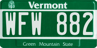 VT license plate WFW882