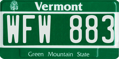 VT license plate WFW883