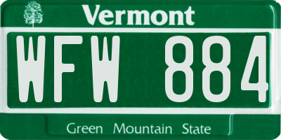 VT license plate WFW884