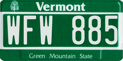 VT license plate WFW885