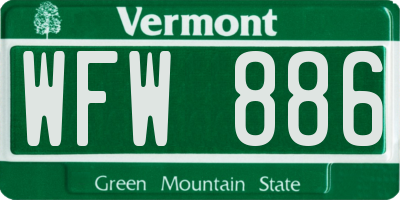 VT license plate WFW886
