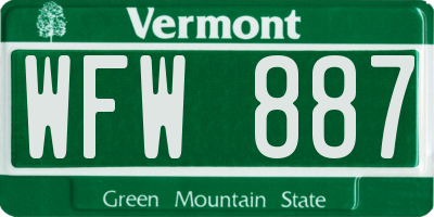 VT license plate WFW887