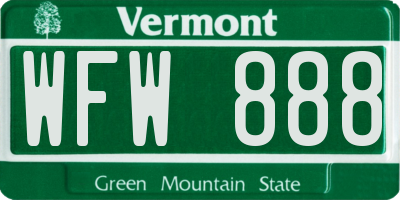 VT license plate WFW888