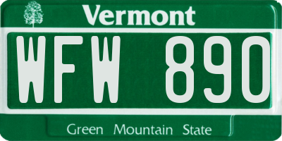 VT license plate WFW890