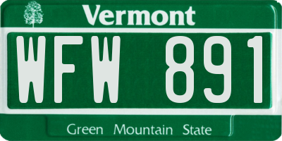 VT license plate WFW891