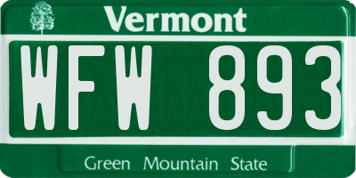 VT license plate WFW893