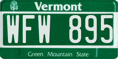 VT license plate WFW895