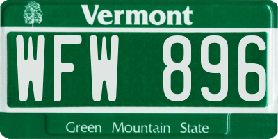 VT license plate WFW896
