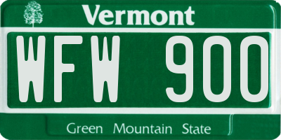 VT license plate WFW900