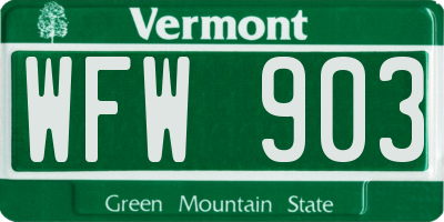 VT license plate WFW903