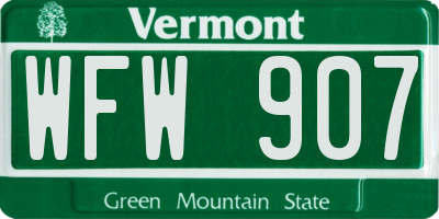 VT license plate WFW907