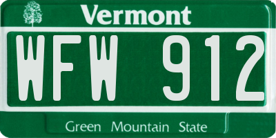 VT license plate WFW912