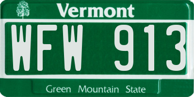 VT license plate WFW913