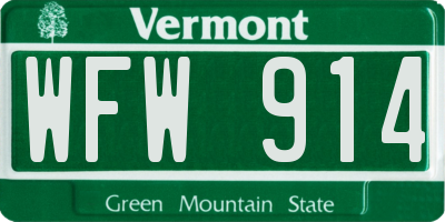 VT license plate WFW914