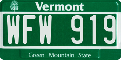 VT license plate WFW919