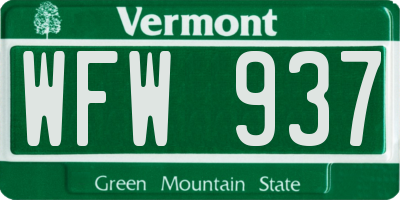 VT license plate WFW937