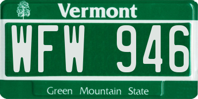 VT license plate WFW946