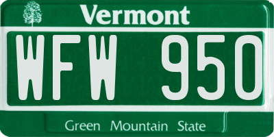 VT license plate WFW950