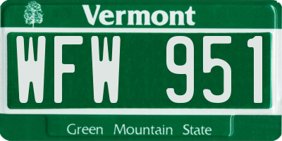 VT license plate WFW951