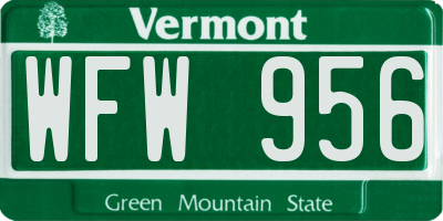VT license plate WFW956