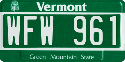 VT license plate WFW961