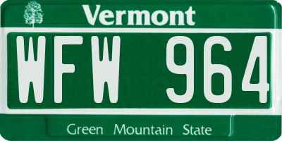 VT license plate WFW964