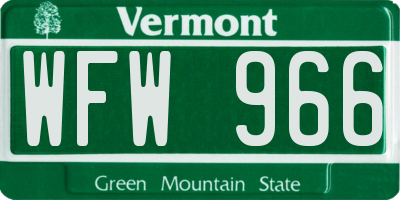 VT license plate WFW966