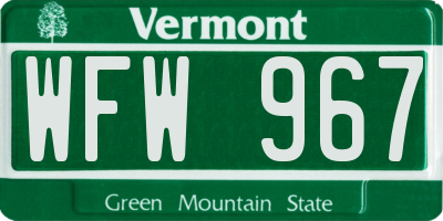 VT license plate WFW967