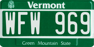 VT license plate WFW969