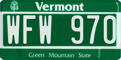 VT license plate WFW970