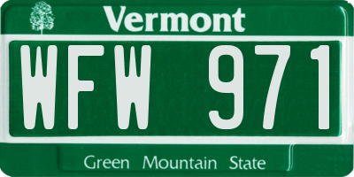 VT license plate WFW971