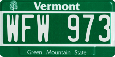 VT license plate WFW973