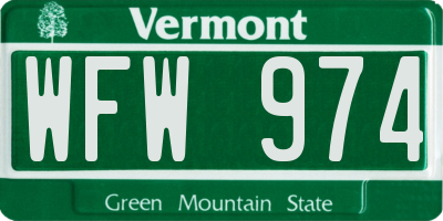 VT license plate WFW974