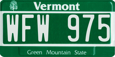 VT license plate WFW975