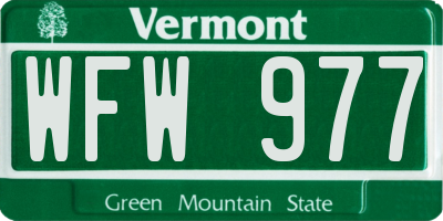 VT license plate WFW977