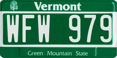 VT license plate WFW979