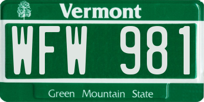 VT license plate WFW981
