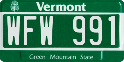 VT license plate WFW991