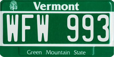 VT license plate WFW993