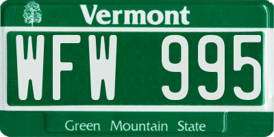 VT license plate WFW995