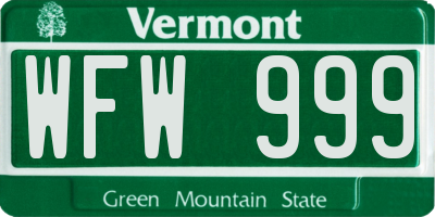 VT license plate WFW999