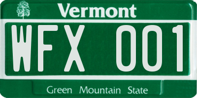 VT license plate WFX001