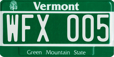 VT license plate WFX005