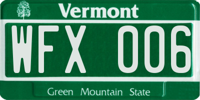 VT license plate WFX006
