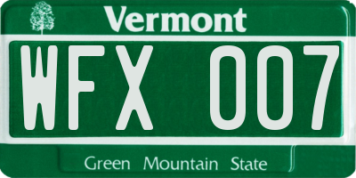 VT license plate WFX007